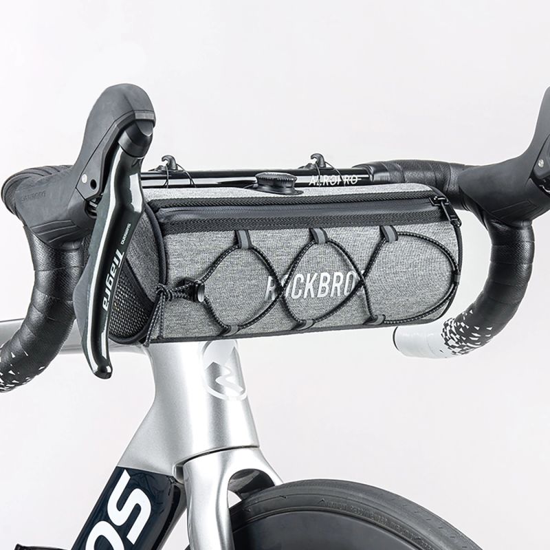 Torba na kierownicę 1,5L Rockbros TL002 ROAD TO SKY wodoodporna – szara - obrazek 3