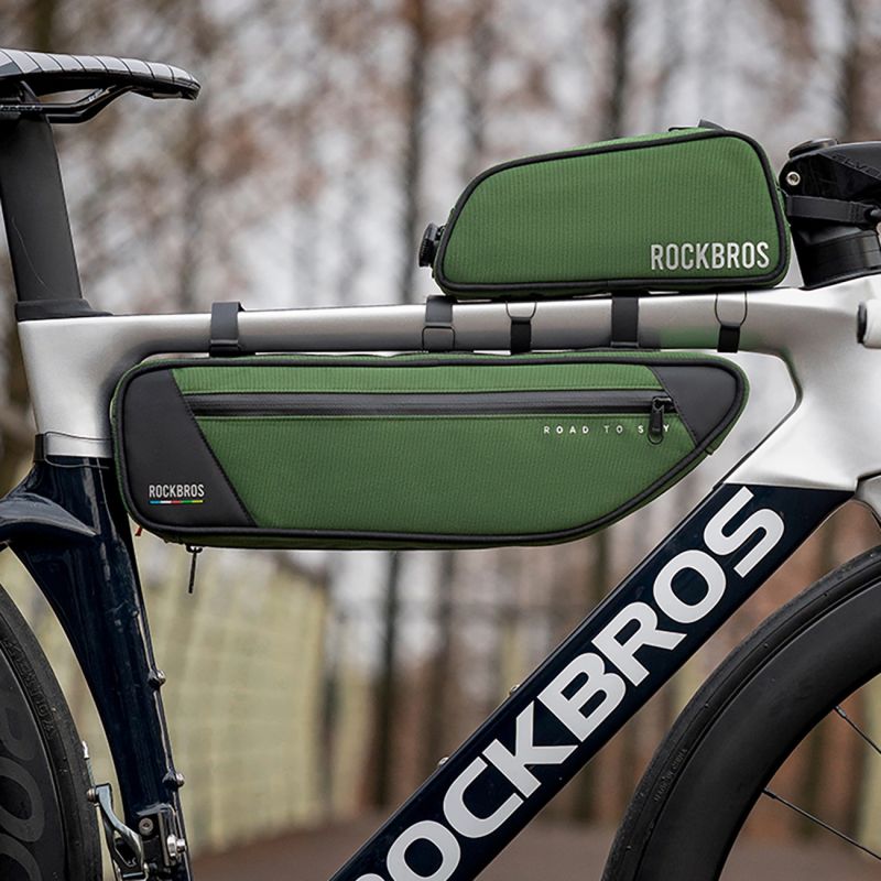 Torba pod ramę 2L Rockbros TL003 ROAD TO SKY wodoodporna – zielona - obrazek 3