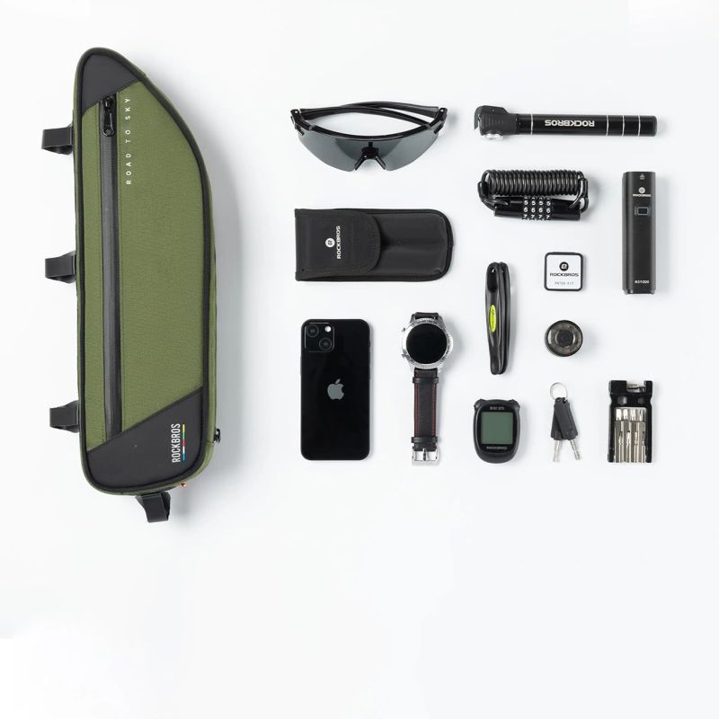 Torba pod ramę 2L Rockbros TL003 ROAD TO SKY wodoodporna – zielona - obrazek 4