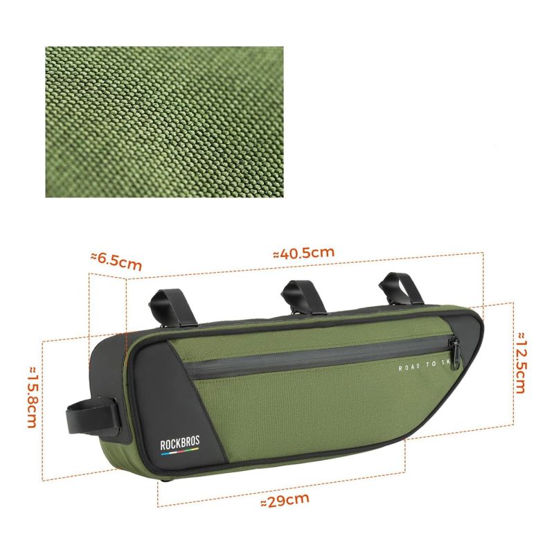 Torba pod ramę 2L Rockbros TL003 ROAD TO SKY wodoodporna – zielona - obrazek 5