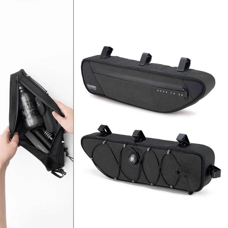 Torba pod ramę 2L Rockbros TL003 ROAD TO SKY wodoodporna – czarna - obrazek 7