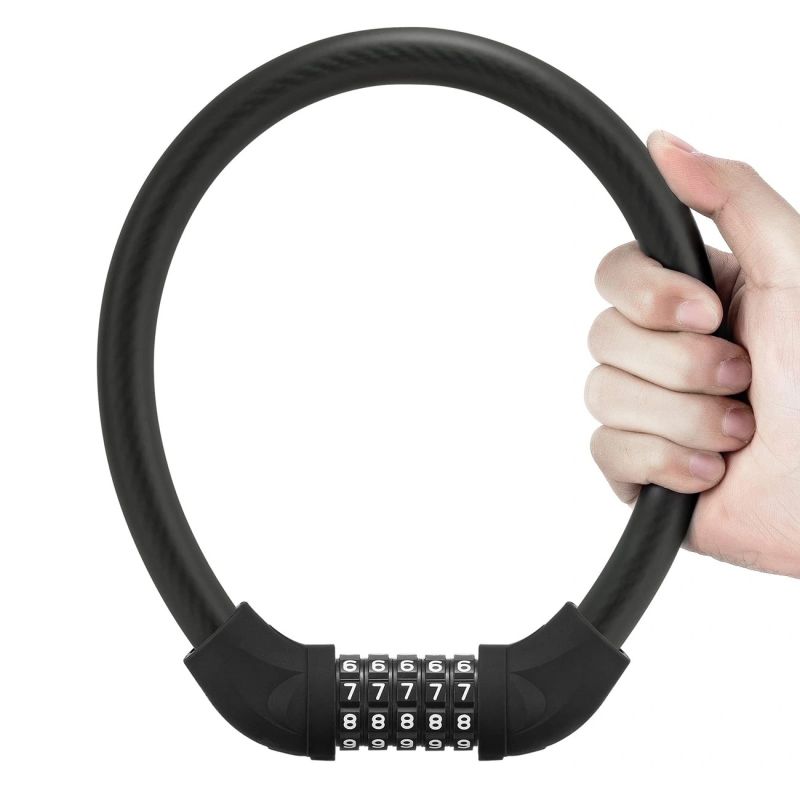Zapięcie rowerowe Rockbros RKS870-BK na szyfr linka stalowa 85 cm - czarne - obrazek 3
