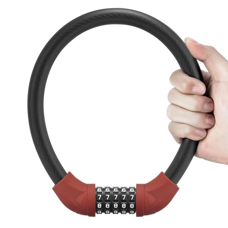 Zapięcie rowerowe Rockbros RKS870-BK na szyfr linka stalowa 85 cm - czerwone - obrazek 2