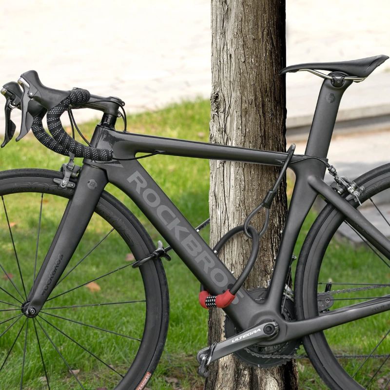 Zapięcie rowerowe Rockbros RKS870-BK na szyfr linka stalowa 85 cm - czerwone - obrazek 5