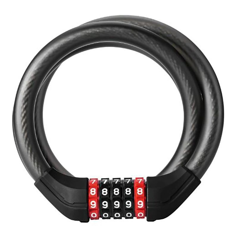 Zapięcie rowerowe Rockbros RKS531 na szyfr 5-cyfrowy linka stalowa 120 cm z oświetleniem LED - czarne - obrazek 3