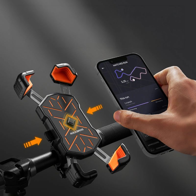 Uchwyt na telefon Rockbros HW-117 zaciskowy na kierownicę - czarno-pomarańczowy - obrazek 5