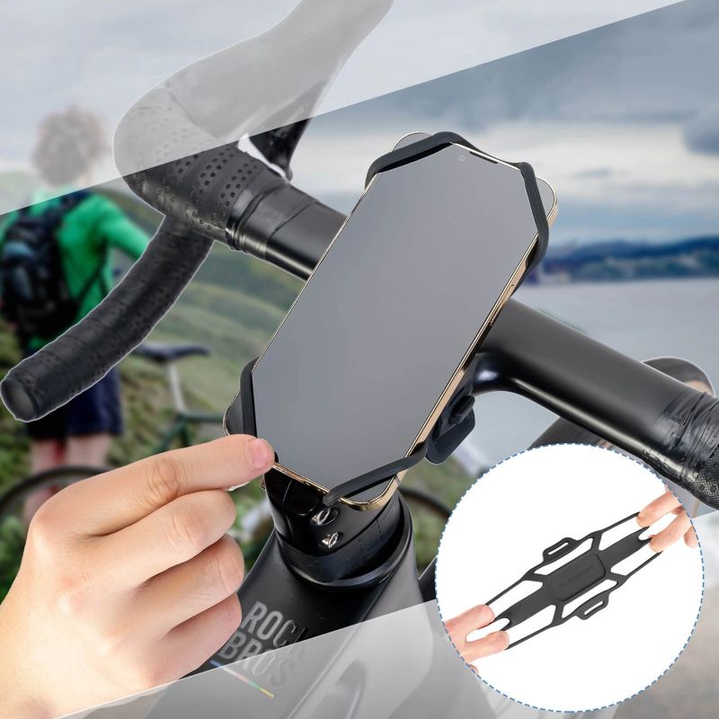 Uchwyt na telefon Rockbros 250015001 zaciskowy silikonowy - czarny - obrazek 3