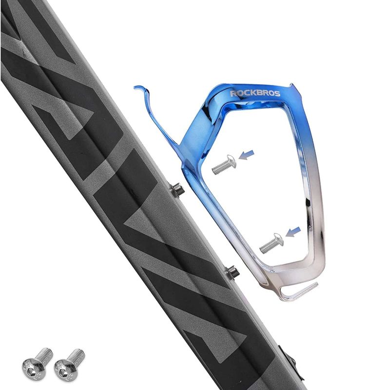 Koszyk na bidon Rockbros RKL02 aluminiowy - niebiesko-srebrny - obrazek 6