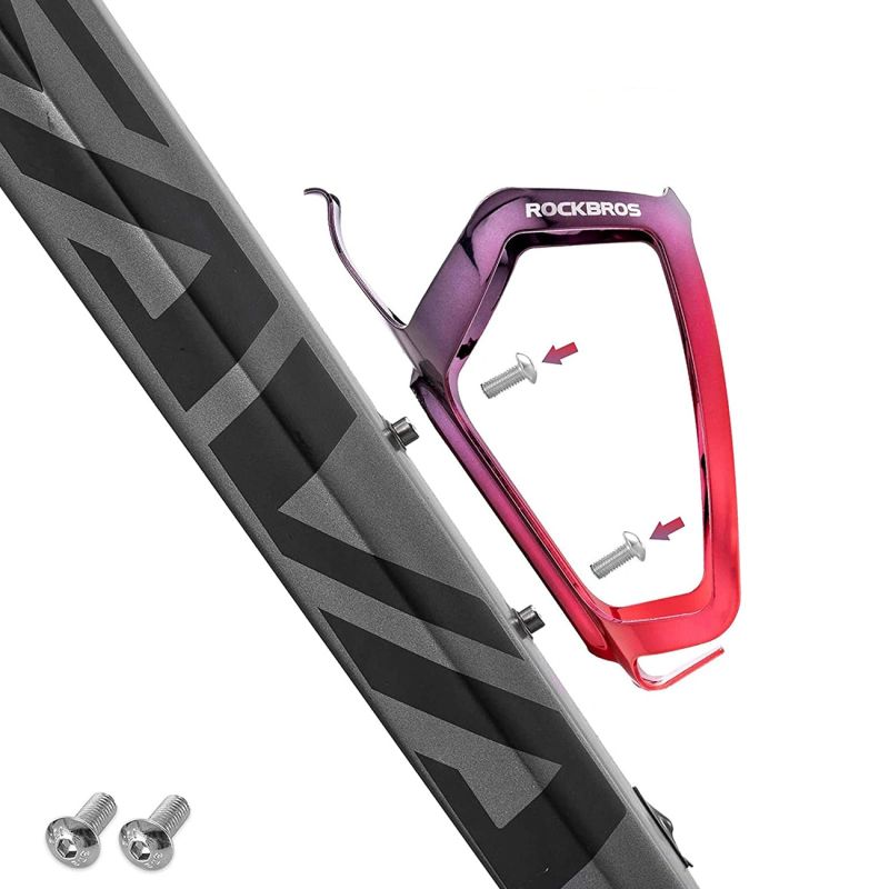 Koszyk na bidon Rockbros RKL02 aluminiowy - czarno-czerwony - obrazek 4