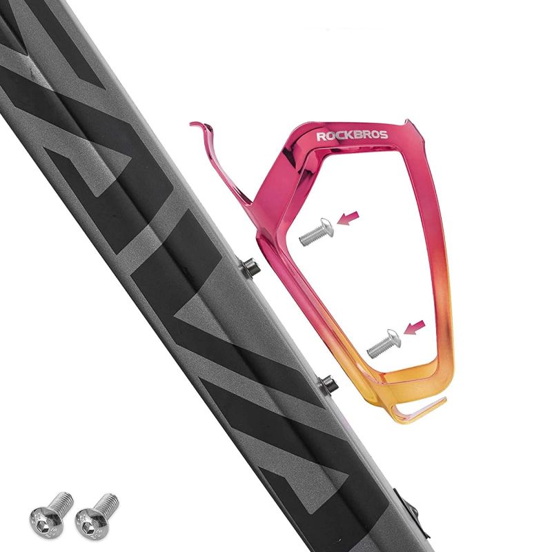 Koszyk na bidon Rockbros RKL02 aluminiowy - czerwono-złoty - obrazek 4