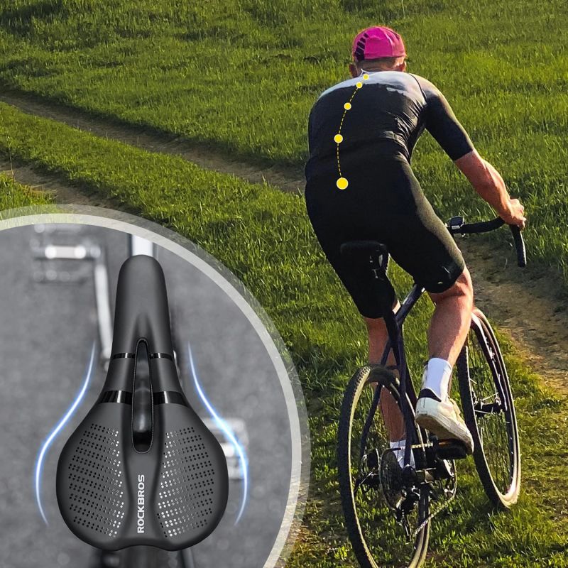 Siodełko rowerowe Rockbros 8182 miejskie komfortowe anatomiczne - czarne - obrazek 6