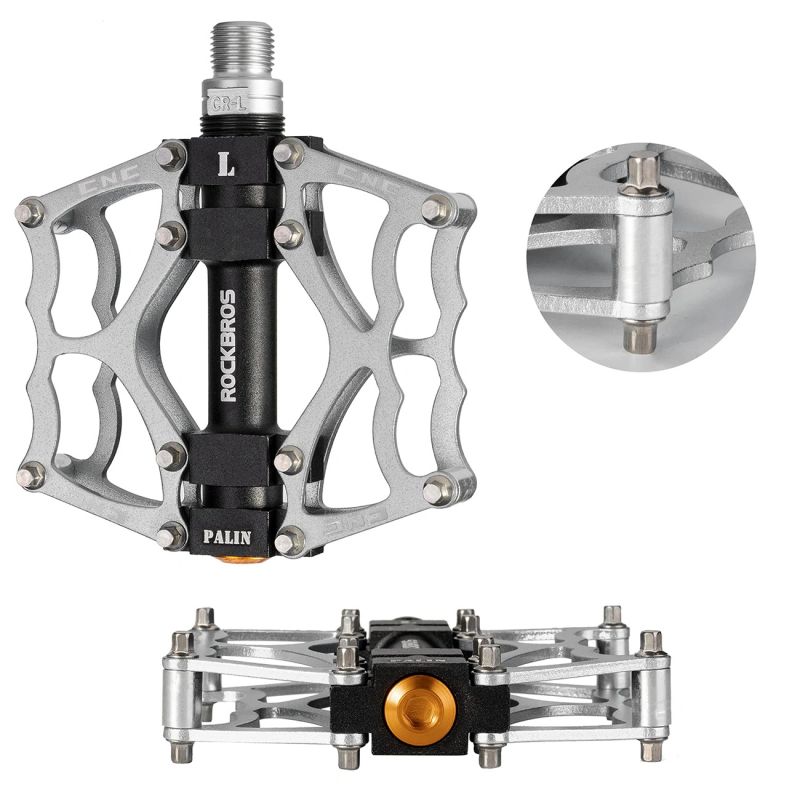 Pedały rowerowe Rockbros JT201012LS 2010-12L aluminiowe platformowe - srebrne - obrazek 3