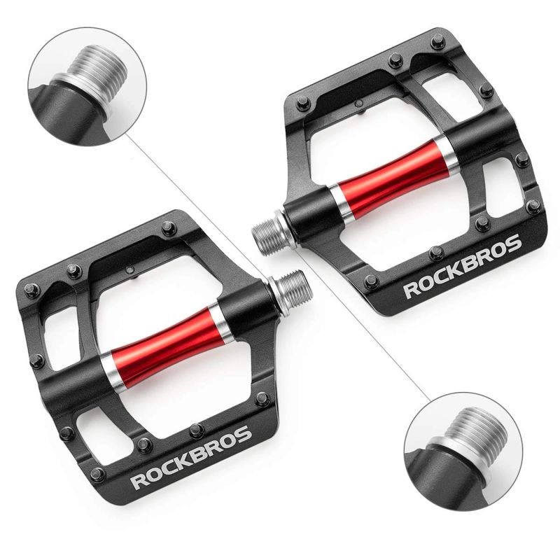 Pedały rowerowe Rockbros 2020-12CBK platformowe aluminiowe - czarne - obrazek 3