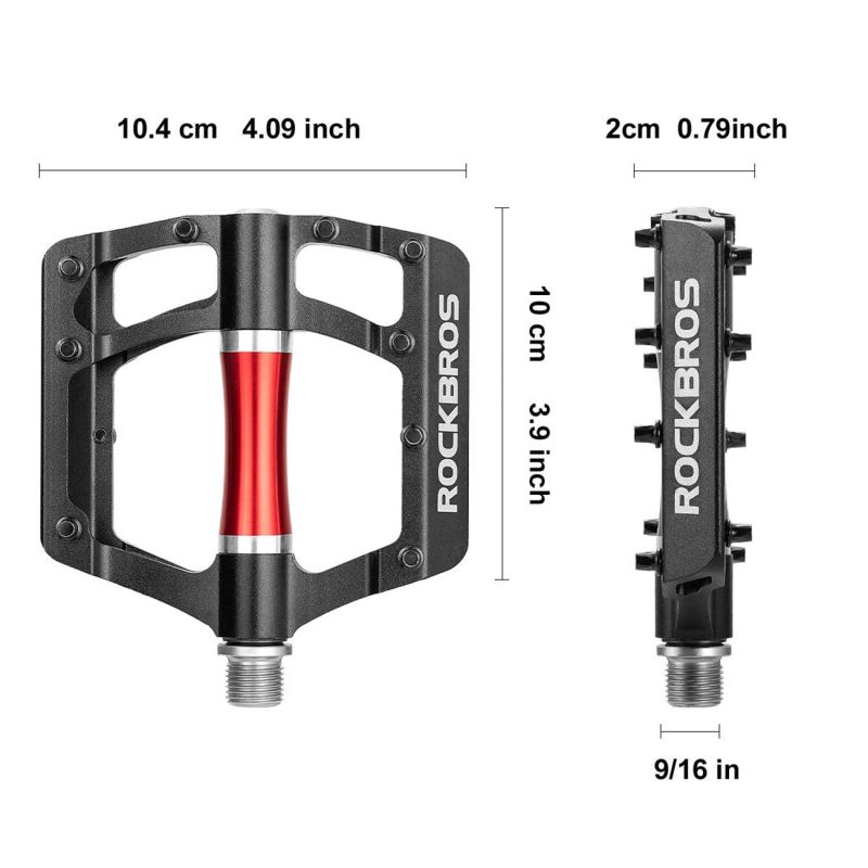 Pedały rowerowe Rockbros 2020-12CBK platformowe aluminiowe - czarne - obrazek 4