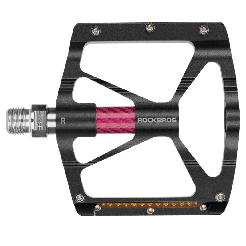 Pedały rowerowe Rockbros K307PT aluminiowe odblaskowe platformowe - czarne - obrazek 2