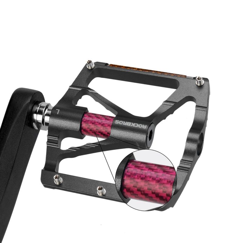 Pedały rowerowe Rockbros K307PT aluminiowe odblaskowe platformowe - czarne - obrazek 4