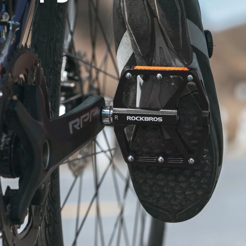 Pedały rowerowe Rockbros K371 aluminiowe odblaskowe z uszczelnionymi łożyskami - czarne - obrazek 5