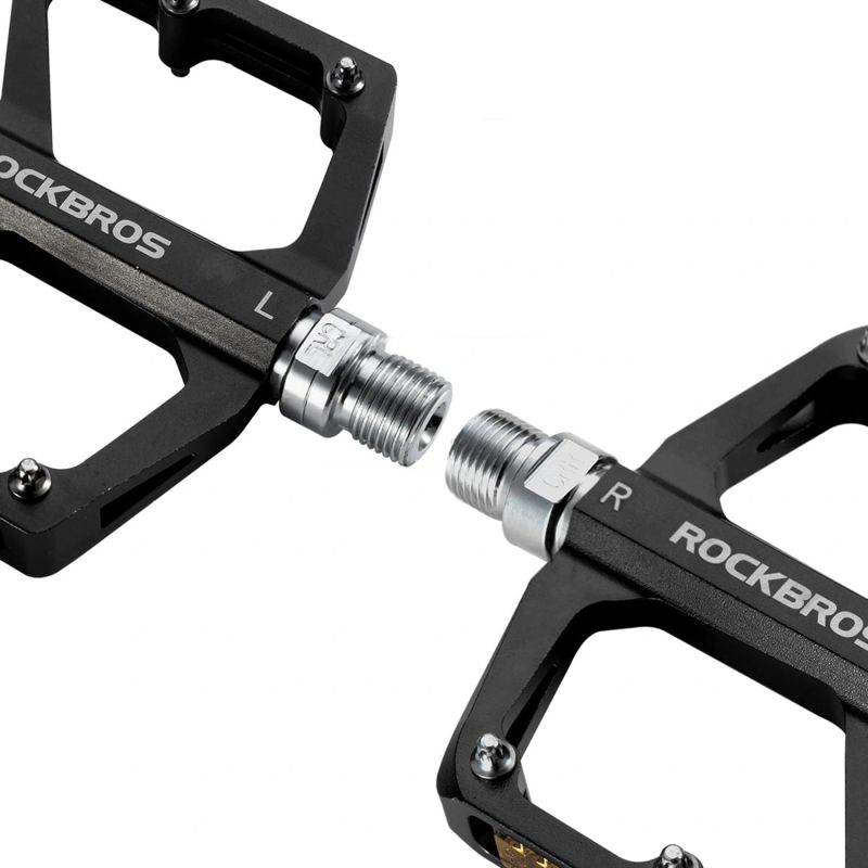 Pedały rowerowe Rockbros K371 aluminiowe odblaskowe z uszczelnionymi łożyskami - czarne - obrazek 6