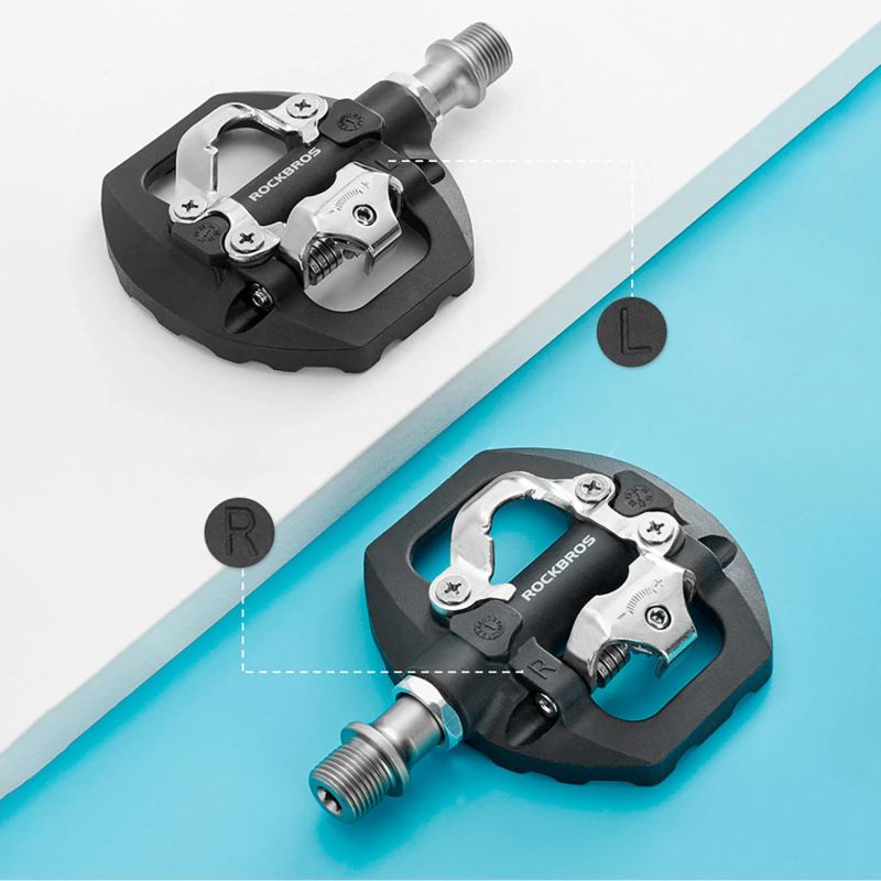 Pedały rowerowe Rockbros M108 nylonowe half-lock dwustronne - czarne - obrazek 12
