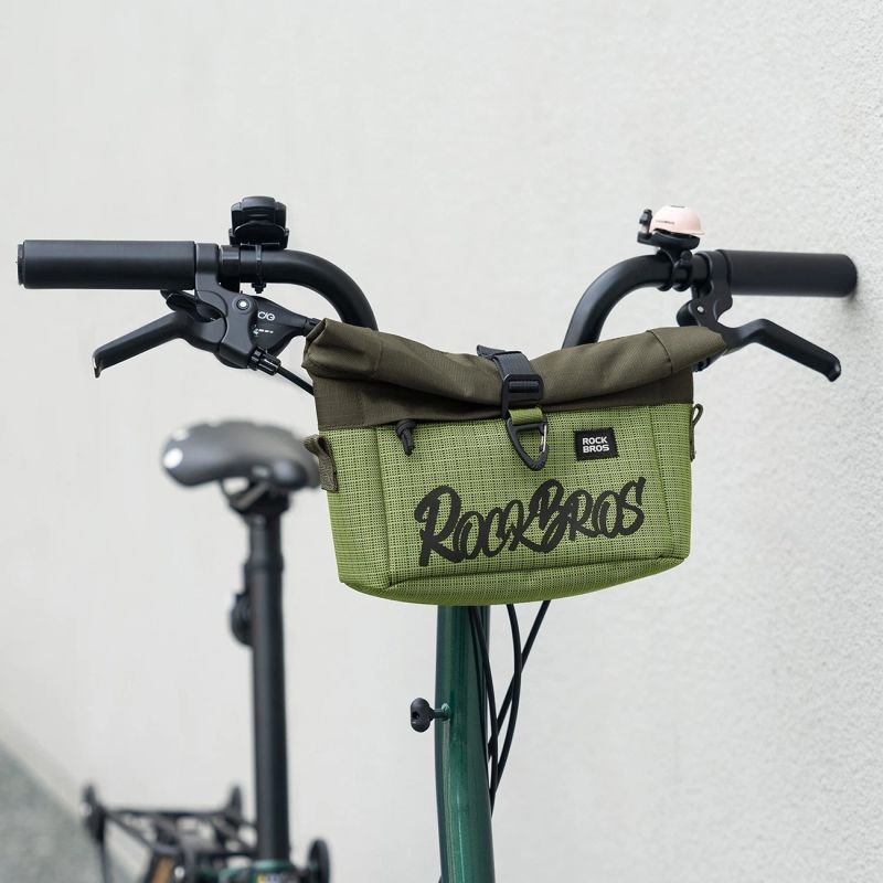 Torba rowerowa Rockbros W020-1 na kierownicę składana - zielona - obrazek 3