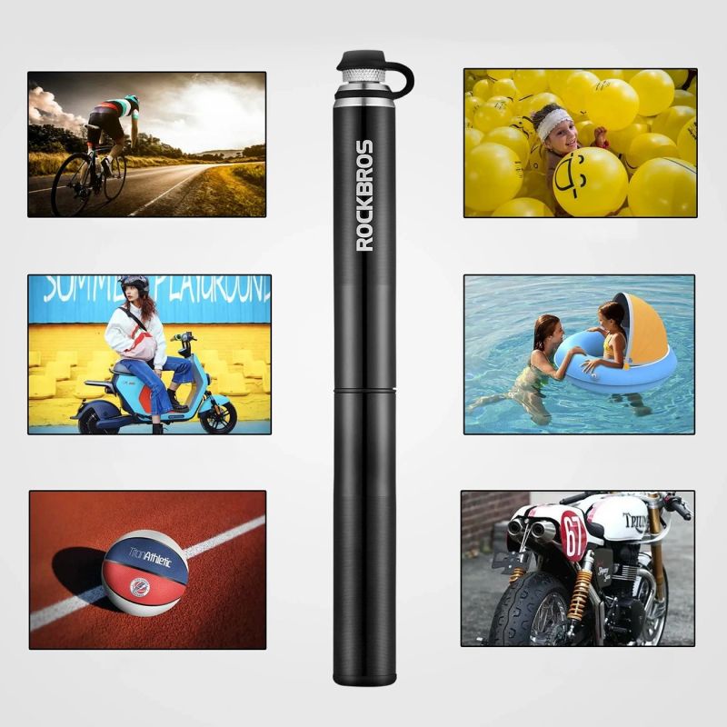 Pompka rowerowa Rockbros JG-PB-004 lekka z manometrem - czarna - obrazek 7
