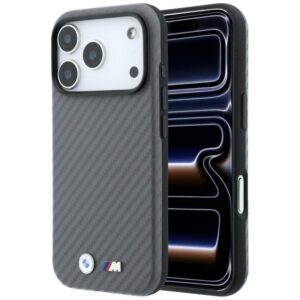 Etui BMW M Carbon Metal Logo MagSafe na iPhone 17 Pro / 18 Pro - szare