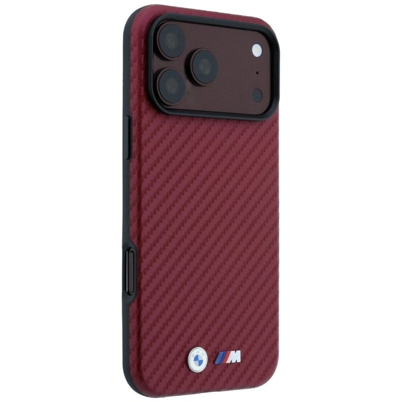 Etui BMW M Carbon Metal Logo MagSafe na iPhone 17 Pro Max / 18 Pro Max - bordowe - obrazek 4