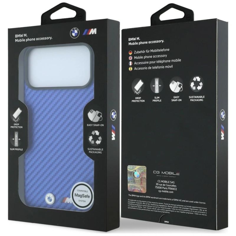 Etui BMW M Carbon Metal Logo MagSafe na iPhone 17 Pro Max / 18 Pro Max - niebieskie - obrazek 8