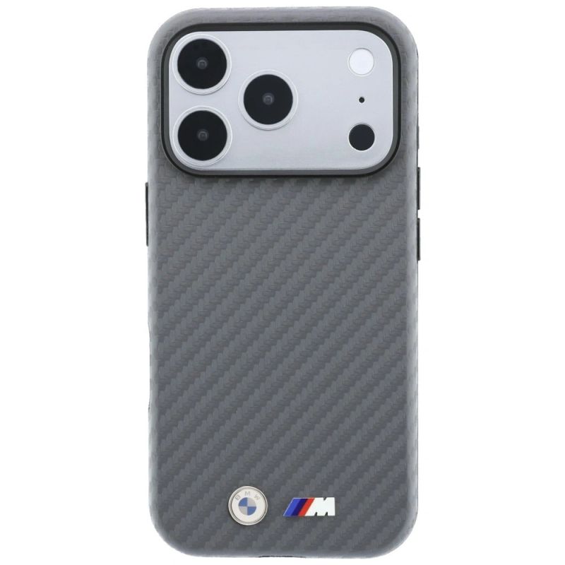 Etui BMW M Carbon Metal Logo MagSafe na iPhone 17 Pro Max / 18 Pro Max - szare - obrazek 3