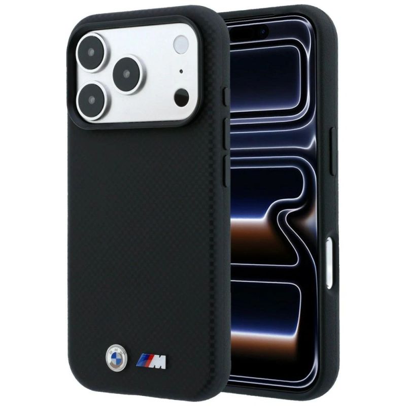 Etui BMW M Quadrille Kevlar Metal Logo MagSafe na iPhone 17 Pro Max / 18 Pro Max - czarne