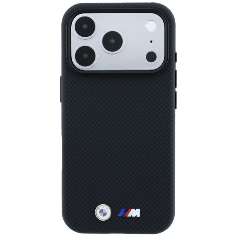 Etui BMW M Quadrille Kevlar Metal Logo MagSafe na iPhone 17 Pro Max / 18 Pro Max - czarne - obrazek 3