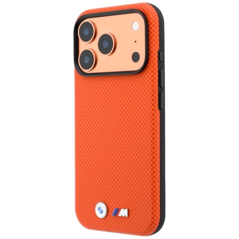 Etui BMW M Quadrille Kevlar Metal Logo MagSafe na iPhone 17 Pro Max / 18 Pro Max - pomarańczowe - obrazek 2