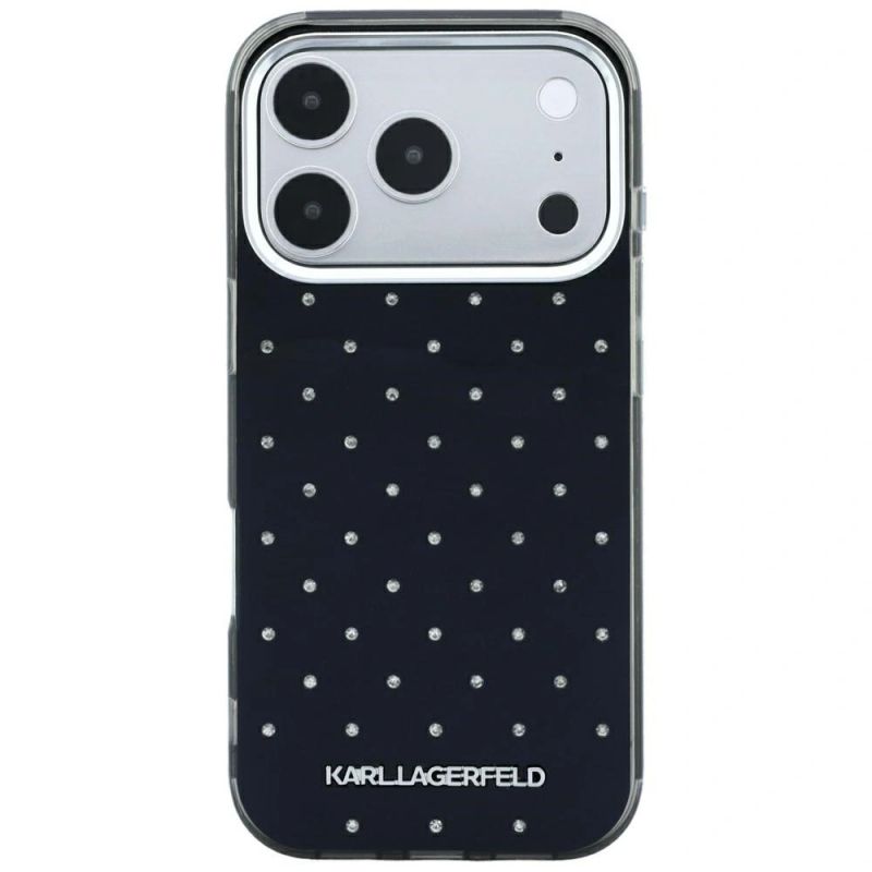 Etui Karl Lagerfeld IML Rhinestones Allover and Electroplated Logo na iPhone 17 Pro / 18 Pro - czarne - obrazek 3