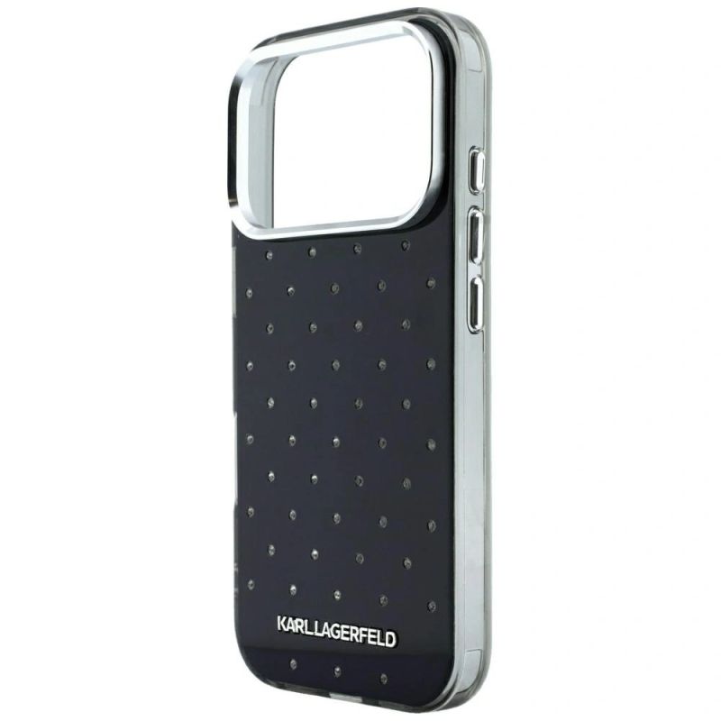 Etui Karl Lagerfeld IML Rhinestones Allover and Electroplated Logo na iPhone 17 Pro / 18 Pro - czarne - obrazek 6