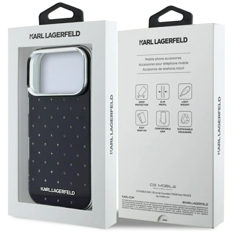 Etui Karl Lagerfeld IML Rhinestones Allover and Electroplated Logo na iPhone 17 Pro / 18 Pro - czarne - obrazek 8