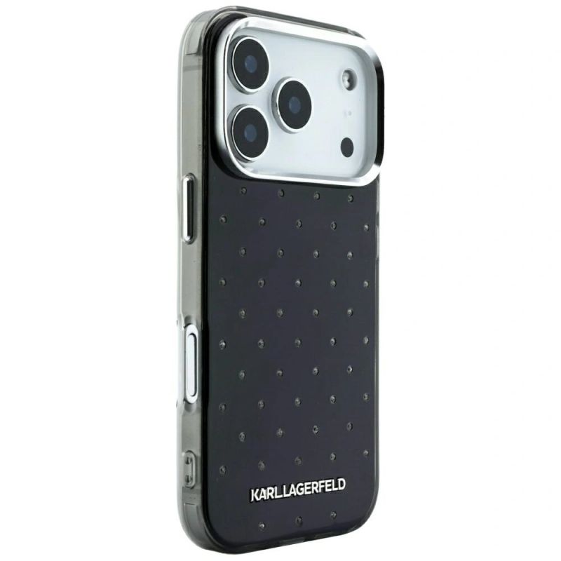Etui Karl Lagerfeld IML Rhinestones Allover and Electroplated Logo na iPhone 17 Pro Max / 18 Pro Max - czarne - obrazek 4