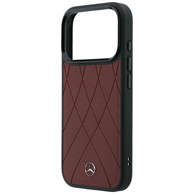 Etui Mercedes Leather Crossed Lines MagSafe na iPhone 17 Pro Max / 18 Pro Max - burgundowe - obrazek 6