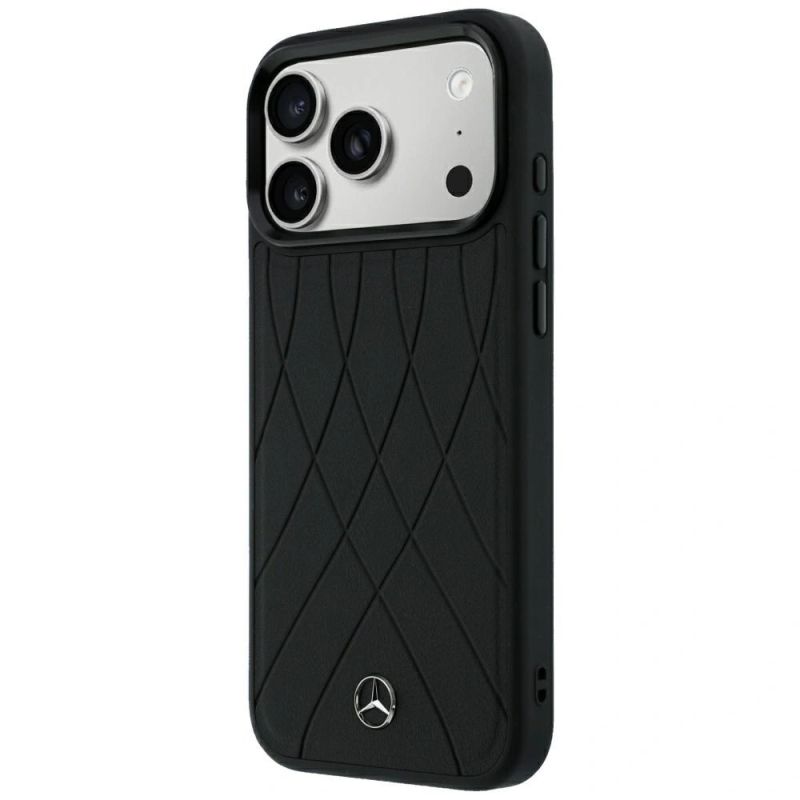 Etui Mercedes Leather Crossed Lines MagSafe na iPhone 17 Pro Max / 18 Pro Max - czarne - obrazek 2