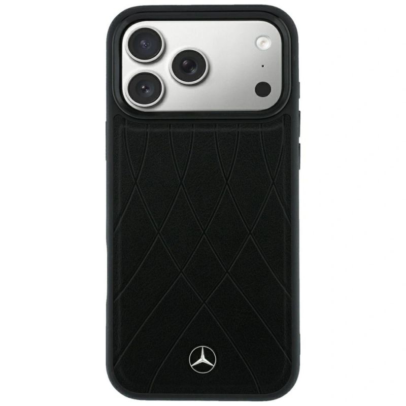 Etui Mercedes Leather Crossed Lines MagSafe na iPhone 17 Pro Max / 18 Pro Max - czarne - obrazek 3