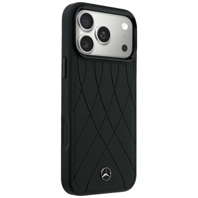 Etui Mercedes Leather Crossed Lines MagSafe na iPhone 17 Pro Max / 18 Pro Max - czarne - obrazek 4