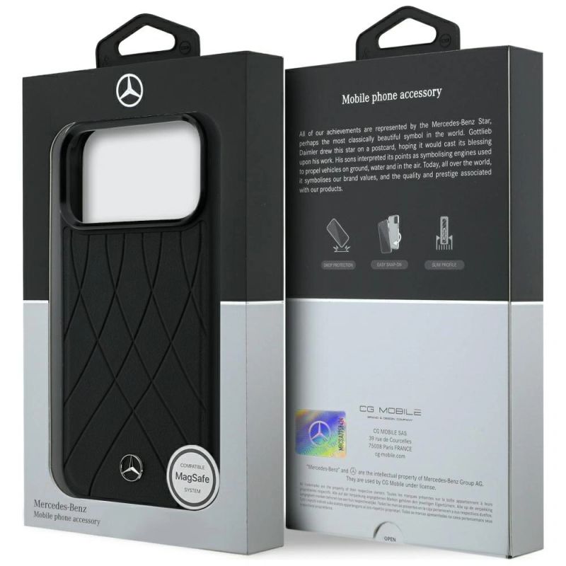 Etui Mercedes Leather Crossed Lines MagSafe na iPhone 17 Pro Max / 18 Pro Max - czarne - obrazek 8