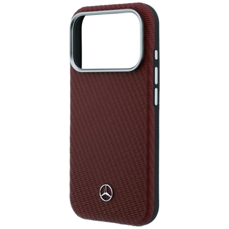 Etui Mercedes Leather Semi Wrap Wood Effect MagSafe na iPhone 17 Pro / 18 Pro - burgundowe - obrazek 6