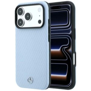 Etui Mercedes Leather Semi Wrap Wood Effect MagSafe na iPhone 17 Pro Max / 18 Pro Max - niebieskie