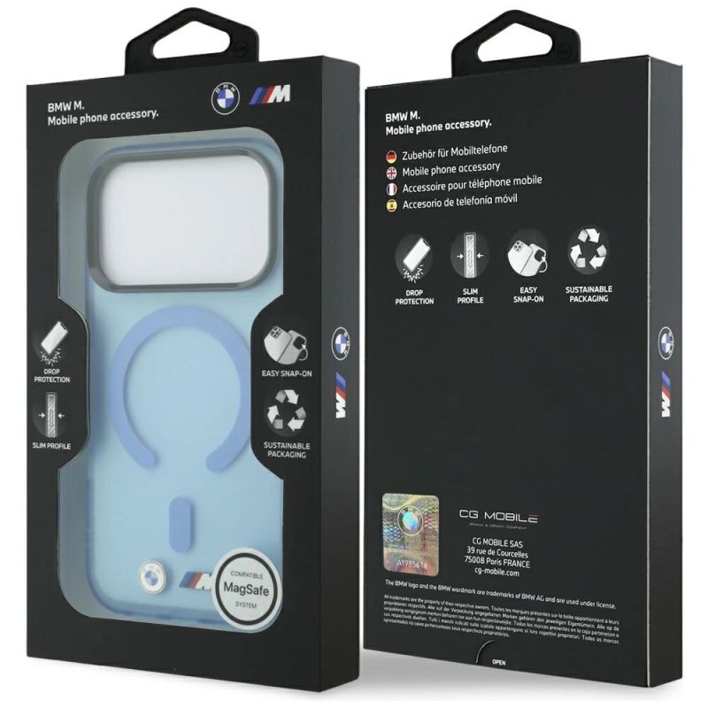 Etui BMW M IML Frosted Metal Logo & Trims MagSafe na iPhone 17 Pro / 18 Pro - niebieskie - obrazek 8