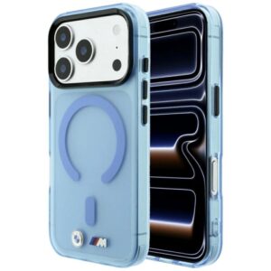 Etui BMW M IML Frosted Metal Logo & Trims MagSafe na iPhone 17 Pro Max / 18 Pro Max - niebieskie