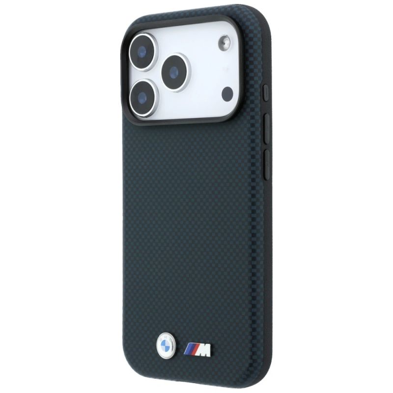 Etui BMW M Quadrille Kevlar Metal Logo MagSafe na iPhone 17 Pro / 18 Pro - granatowe - obrazek 2