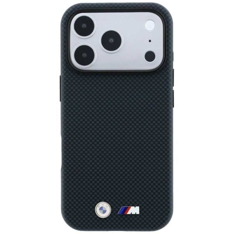 Etui BMW M Quadrille Kevlar Metal Logo MagSafe na iPhone 17 Pro / 18 Pro - granatowe - obrazek 3