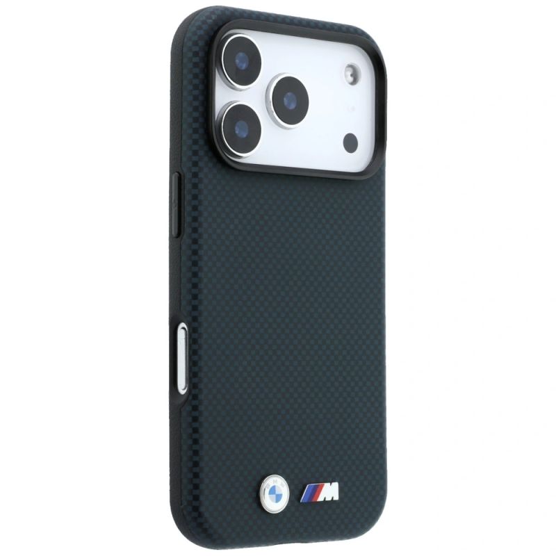 Etui BMW M Quadrille Kevlar Metal Logo MagSafe na iPhone 17 Pro / 18 Pro - granatowe - obrazek 4