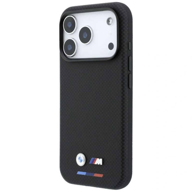 Etui BMW M Quadrille Kevlar Tricolor & Metal Logo MagSafe na iPhone 17 Pro / 18 Pro - czarne - obrazek 2