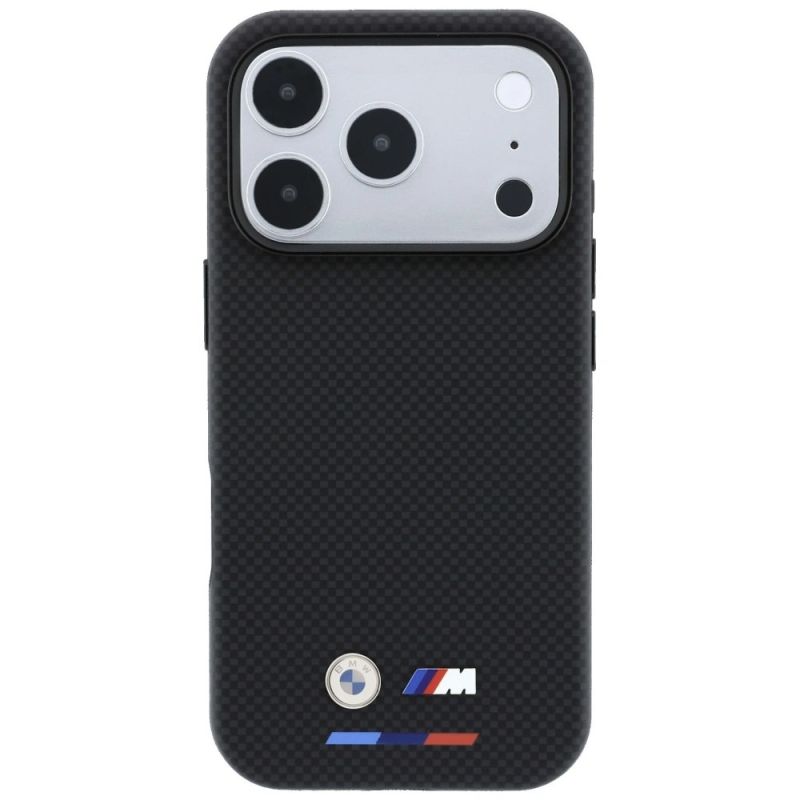 Etui BMW M Quadrille Kevlar Tricolor & Metal Logo MagSafe na iPhone 17 Pro / 18 Pro - czarne - obrazek 3